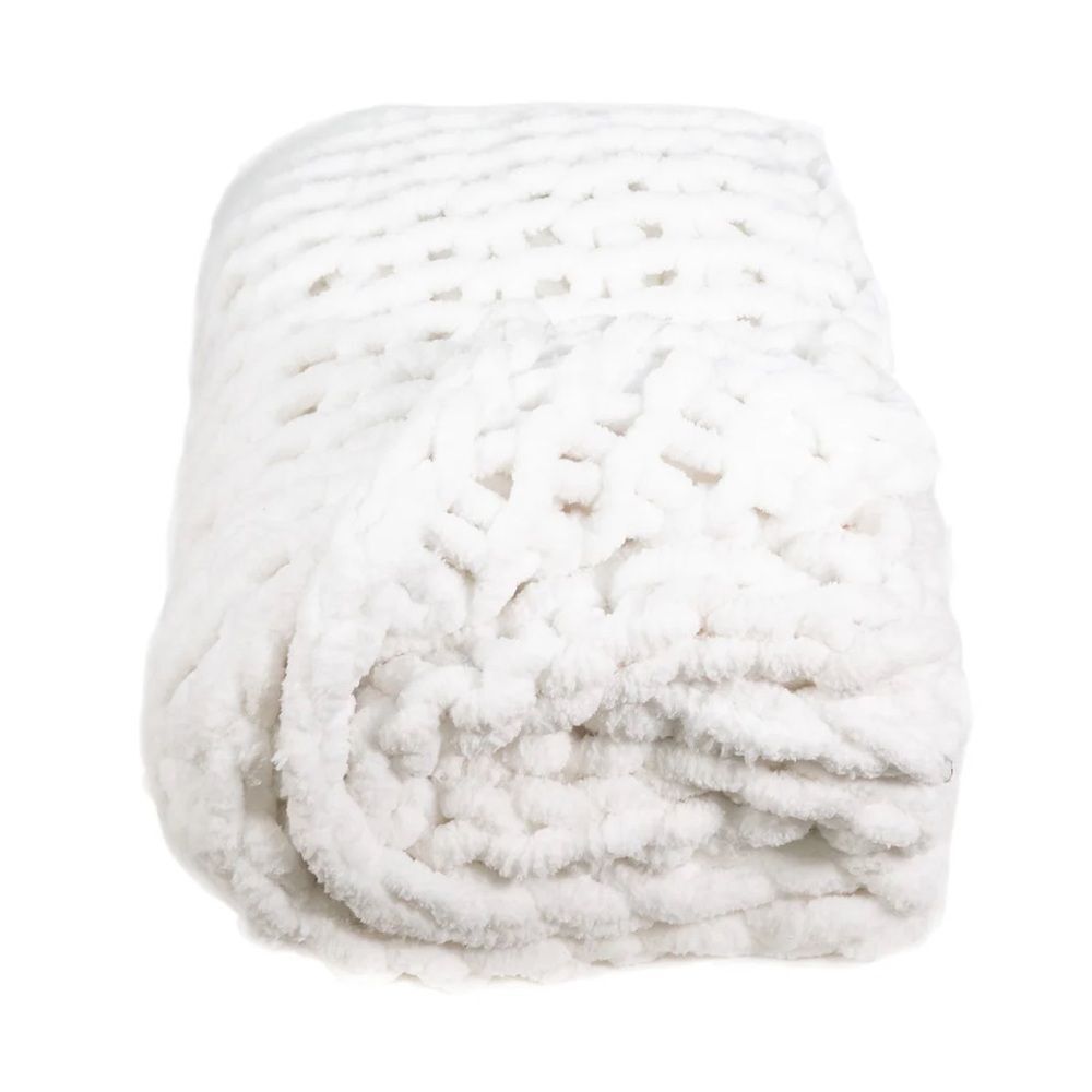 AVIVA STANOFF Marshmallow Chunky Knit Throw 50X70” in Cream Color - Picture 4 of 5